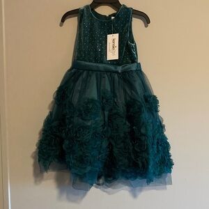 Kensie Girl Elegant Teal Dress with Floral Details
